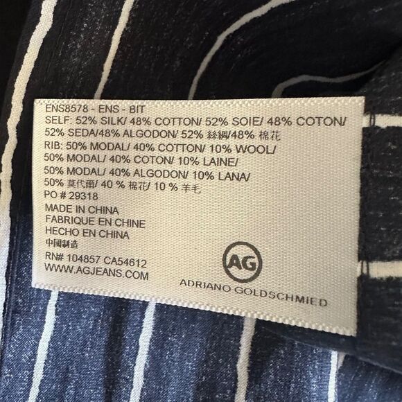 AG 'Sky' Silk & Cotton Tank In Blue Night Stripe - Picture 8 of 10